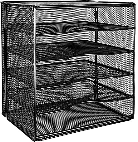 Amazon Basics Schreibtisch-Organizer mit 5 Fächern, Quadratisch, 32 x 24 x 35 cm, Schwarz