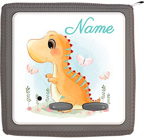 TheSmartGuard Folie passend für die Toniebox | Schutzfolie Sticker | individuell anpassbar | Baby T-Rex Dinosaurier Dino und Schmetterlinge mit Name personalisiert | Handschrift