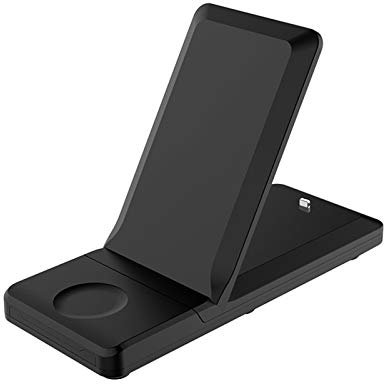 LAHappy Estación de Carga Inalámbrica 3 en 1 Soporte de Carga rápida de 15 W con Certificación Qi, para iPhone 12/12 Pro/12 Pro Max/12 Mini/11/11 Pro MAX/X/XS MAX, Apple Watch Series, AirPods Pro