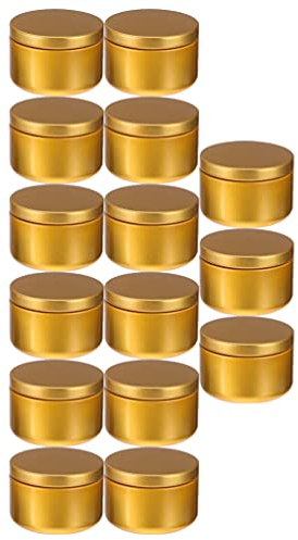 Milisten 24 Unidades de Cajas para Velas DIY Latas de Aluminio para Velas Redondas de Metal con Tapas Cajas para Hacer Velas Vacías Artesanales Cajas para Hacer Velas de Oro