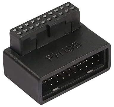 QIANRENON PC Placa Base USB 3.0 19Pin 90°ángulo Adaptador USB 3.0 20Pin L ángulo Conectore, para Ordenador Placa Base 19/20Pin Cable Cableado,para Ranura 19P Muesca hacia el Exterior, PH19A