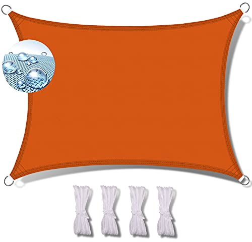 sonnensegel wasserdicht 3x4m Sonnenschutz sandkasten Sonnenschutz für Balkon Garten-sonnensegel raffbar Shades Segel UV Schutz wetterschutz für hinterhöfen inkl befestigungsseile-Orange