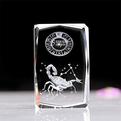 VVW&LIU 3D Sternzeichen Stern Kristallw¨¹rfel Lasergravierte Glasblockfiguren Miniaturen Handwerk Wohnkultur Geburtstagsgeschenk Ornament, Wassermann, ohne Sockel
