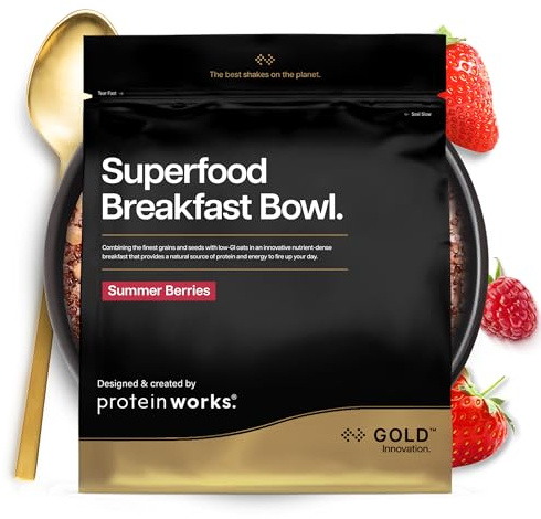 Protein Works | Superfood Breakfast Bowl - Gold, Summer Berry Feast, 600g | Award-Winning Protein Cereal, High Protein Breakfast, Whole Grains, Seeds, Oats, High Fibre, 10 Servings