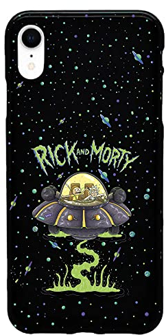 Personalaizer Original Case Compatible with iPhone XR Black with a Rick and Morty UFO Design
