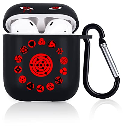 Cool Schutzhülle für Airpods 1/2nd Generation mit Japanisches Anime Muster, Stoßfeste Silikon Taschen mit Strapazierfähigem Schlüdsselbund für Airpods 1&2 Generation, Ultradünn, Anti-Rutsch für Männer
