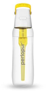 PerloPur SOLID Trinkflasche mit Wasserfilter 0,7 Liter (gelb) | Filterflasche BPA-Frei | Schule, Sport, Wasser, Kinder, Unterwegs