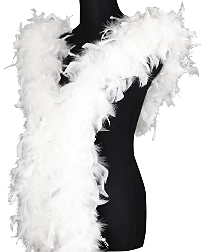 1,8 m 100 g Weiß Marabu-Federboa-Kostüm für Partys, Festivals, Stolz, Junggesellinnenabschied, Halloween, Weihnachten