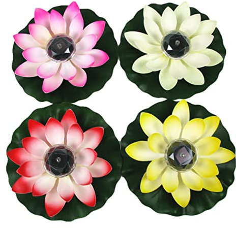 Mikikit Luces Solares LED Decorativas para Piscina y Jardín Flor de Flotante Iluminación Exterior para Estanques Recargable Energía Solar Uso al Aire Libre