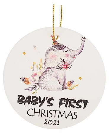 Garneck Weihnachtsschmuck Baby-urlaubsandenken Babys Erste Weihnachtskugel Erste Weihnachtsverzierung Babys Erstes Weihnachtsandenken Ornament Keramik Runden Neugeboren Kleiderbügel