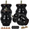 Btowin Lot de 4 pieds de meubles en bois massif de 10 cm, noir tourné avec boulons de suspension filetés M8, plaque de montage et vis pour canapé, armoire, ottoman, causeuse inclinable