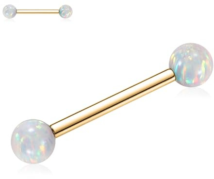 hengkaixuan G23 Titan Nippel Langhantel 14G Nippelringe mit Gewinde Opal Body Piercing Schmuck für Frauen