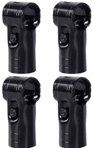 4 juegos de conectores de abrazadera de tubo en T, abrazaderas de valla de eslabones de cadena negra, acoplamientos de abrazadera en T para tubos OD de 28 mm, pernos y tuercas incluidos
