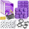 RUGVOMWM Juego de 123 golosinas caseras de silicona para perros, 2 moldes, 5+12 cortadores de galletas, 4 recetas, 50 bolsas y corbatas