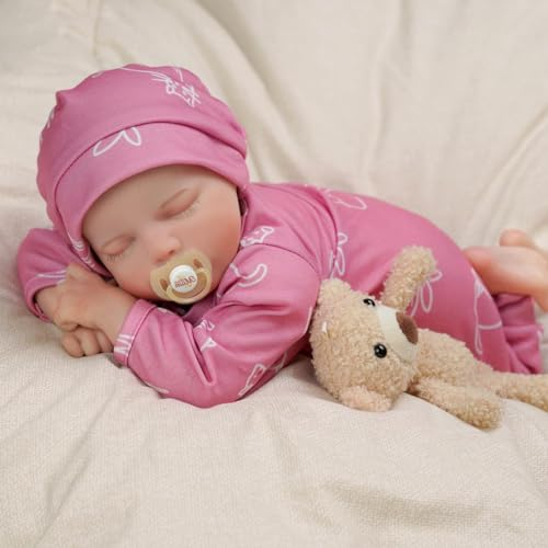 JIZHI Reborn-Baby Puppen 17 Zoll Reborn Puppen Realistische Neugeborene Baby Puppen Weicher Körper Poseable Full vin-yl Körper Mädchen wie EIN lebensechtes,Rosenrot