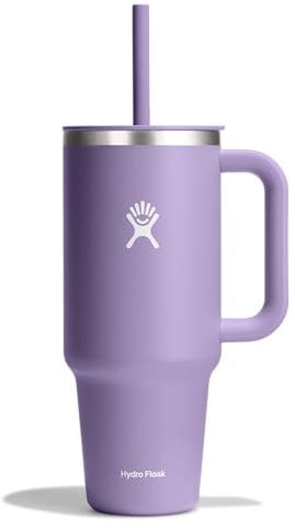 Hydro Flask - Reise-Tumbler 1180 ml (40 oz) mit verschließbarem Press-In-Trinkhalmdeckel - Edelstahl - Doppelwand-Vakuumisolierung - Spritzwassergeschützter Deckel - Moonshadow