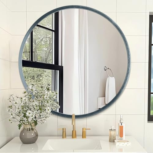 AOAOPQ Badspiegel für Wand Spiegel für Wand Metall gerahmt rund hängend Spiegel matt 24 Zoll türkis großer Spiegel modern Ative für Toilette Bauernhaus hängend