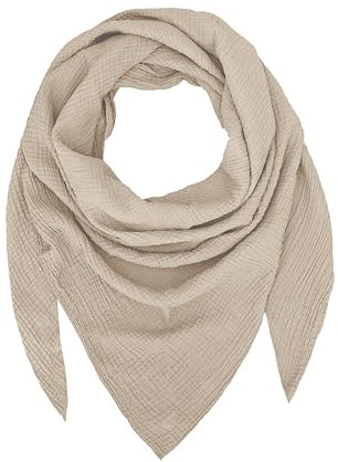 TMK Weiches und leichtes Unisex-Dreieckstuch aus 100% Baumwolle cod.9485 (Einzigartige Farbe, Beige)