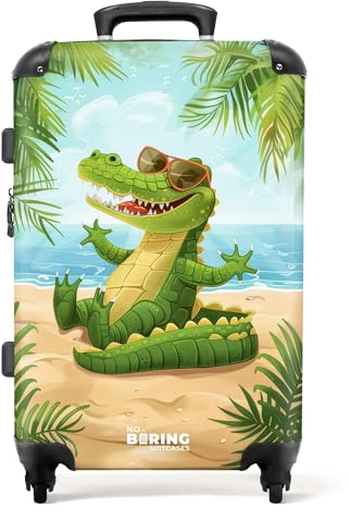 NoBoringSuitcases.com Kinderkoffer, Kinder Koffer, Koffer Groß, Koffer Kinder, TSA Schloss, Kinder Koffer mit Rollen, Koffer Leicht Groß, Koffer Mittelgroß (Krokodil - Grün, 67 cm - 72 L)