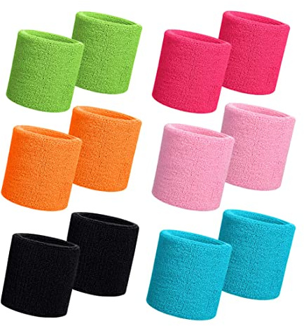 Semazz Schweißbänder Absorbierende,6 para Elastische Schweissband Athletische Baumwolle Wristbands Sport für Unisex Dmaen Herren Badminton Tennis Fußball Basketball Laufen Gym Fitness
