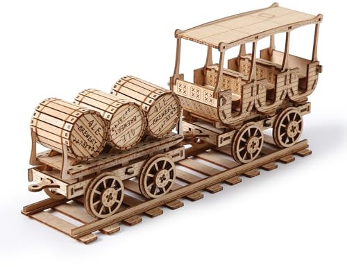 Hallisun 3D Wooden Puzzle for Adults, Wine Barrel Truck 3D Wooden Puzzle Mechanical Model Kit, Wood DIY Wine Truck Building Set, Vintage Construction Craft Set, DIY Christmas Birthday Gifts, 278 PCS