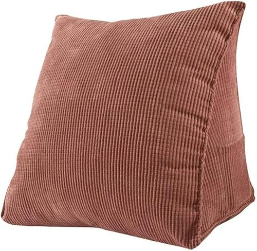 FengQingHuaGG Keilkissen, Dreieckskissen, Kord, Lesekissen, Rückenlehne, Positionierungskissen, für Büro, Zuhause, Bett, Sofa, Stuhl (braun)