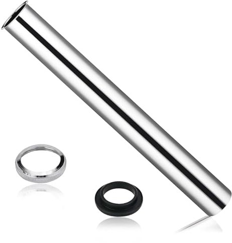Universal Tauchrohr für Siphon, 30 cm Verlängerung Rohr Abfluss, Verchromter Siphon Verlängerung mit 1 Mutter und 1 Dichtungsgummischeibe Geliefert für Design Siphon, Röhrensiphon, Tassensiphon