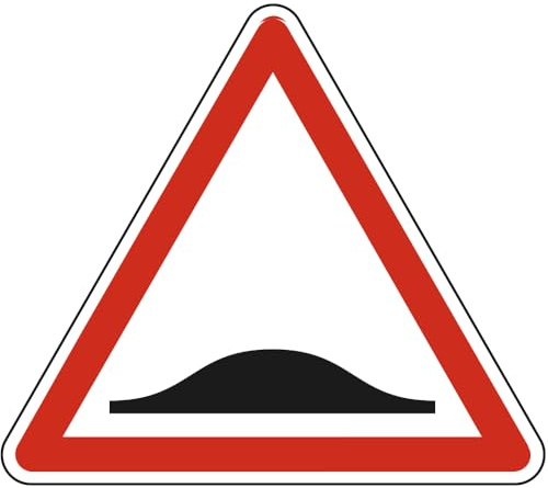 Signalétique.biz France Panneau Danger Ralentisseur de type dos-d'âne A2b 50 cm (500 mm) Signalisation Triangulaire Ecolign Panneau Sécurité Routière