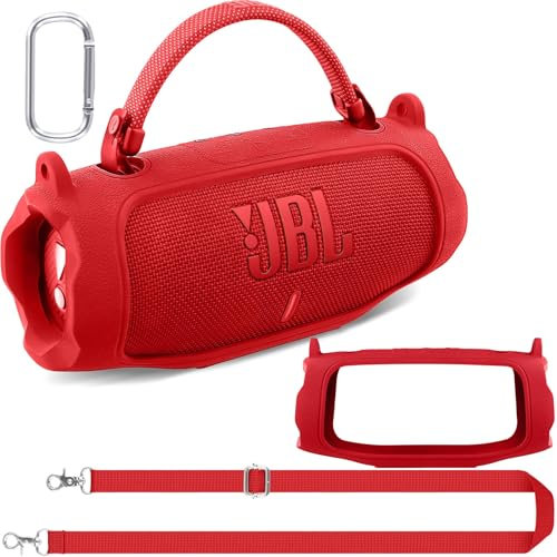 co2CREA Case Silicone for JBL Charge 6 Wireless Portable Bluetooth Speaker, Portable Ultra-light Protective Sleeve with Carabiner and Shoulder Strap