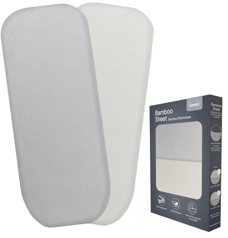 Lionelo Sábanas Cuna y Capazo de Bambú 70 x 28 cm, Pack 2, Blanco Gris | Suaves y transpirables, termorreguladoras, elásticas para colchones hasta 10 cm, ideales para piel sensible, lavables a 30°C
