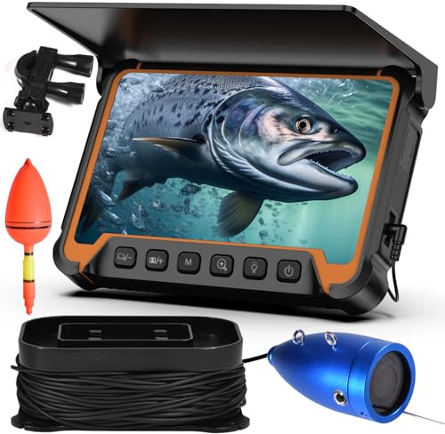 Underwater Fishing Camera, Portable Fish Finders with 7''IPS Screen, 1200TVL Ice Fishing Camera with 12pcs Infrared Lights, 8H Battery, USB-C Charging, 30M Cable for Lake Boat Ice Fishing
