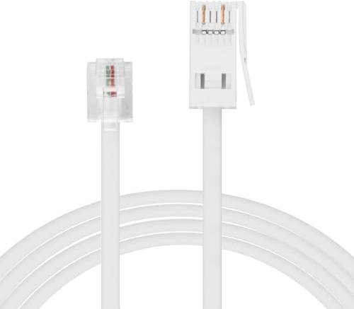 Ulmervion Telephone Cable for Landline ADSL Modem 3M, BT Plug to RJ11 Male Broadband 6P2C 2-Pin Telephone Cable for UK Landline Modem Fax Dial-Up Home Office, White