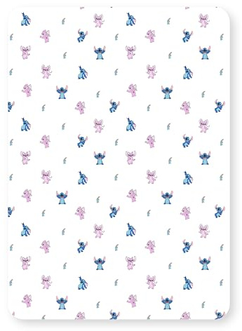 Disney Lilo und Stitch Offizielles Spannbettlaken für Doppelbetten | Design „Chill“ mit Stitch und Angel | Für Doppelbetten geeignet | Weiches Polyester mit elastischem Rand | Perfekt für Kinderzimmer