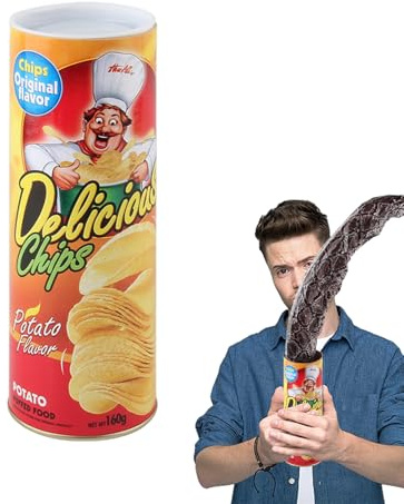 Snake Prank - 2.95x8.46 in Scary | April Fools Toys, April Fools Prank Halloween Party Decoration, Magic Tins of Potato Chips Scary Snake
