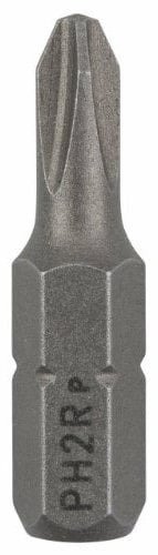 Bosch Accessories Bit Extra-Hart reduziert für Phillips-Kreuzschlitzschrauben, PH2R, Grau, 25 mm, 25 Stück