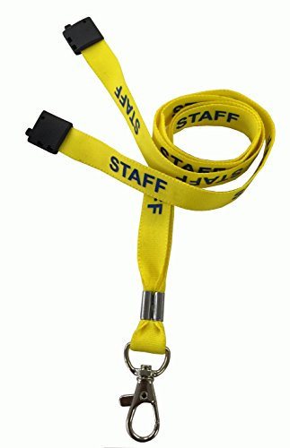 Customcard ltd. Lanyards, bedruckt („Staff“, „Visitor“ oder gepunktet) - StaffYellow