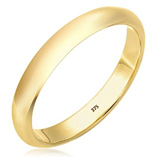 Elli PREMIUM Ring Damen Ehering Klassisch aus 375 Gelbgold