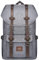 Kaukko Unisex Nylon Umhängetasche Backpack Rucksack Vintage Satchel with Leather Strap for School/ Hiking Wandern/ Travelling/ Camping,grau,L