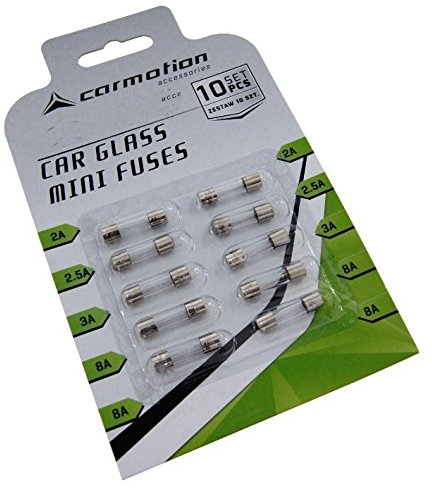 KFZ-Sicherungen Glassicherungen 10 Stück 10x20mm 2x 2A 2x 2,5A 2x 3A 4x 8A (B2)
