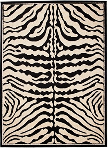 Carpeto Tierfell Teppich Creme Schwarz 300 x 400 cm Zebra Muster Kurzflor Verona Kollektion