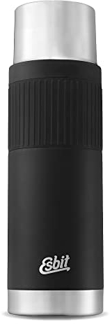 Esbit Thermoflasche Sculptor - Isolierte Flasche aus Edelstahl für warme und kalte Getränke – 1000 ml in Schwarz mit Manschette