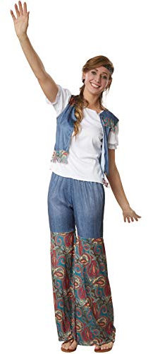 dressforfun dressorfun Damenkostüm Groovy Flower Girl, Outfit in Jeans- und Ornamentenoptik inkl. Stirnband - M