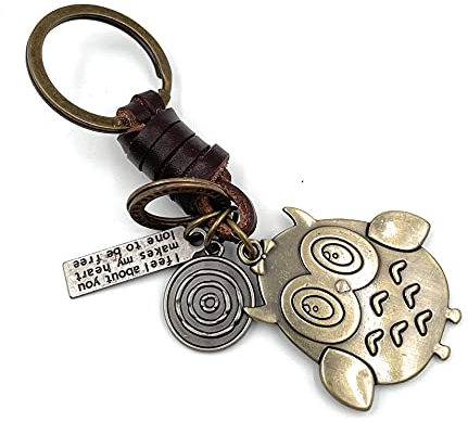 Onwomania Porte-clés pendentif métal précieux hibou doré aigle oiseau