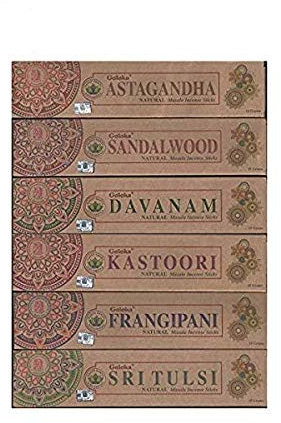 Aromasenses | Goloka Bio Räucherstäbchen Set | 6 Schachteln mit natürlichen Stäbchen | Meditation und Aromatherapie | Spirituelle Verbindung, Positive Energie und Rituale | 100% Ökologisch