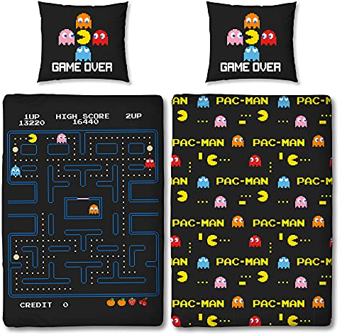 PAC-MAN, Pacman, Bettwäsche, 200 x 135cm, 80 x 80cm, 100% Baumwolle