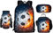 Howilath Fire & Water Football Backpacks Set for Teenage, Soccer 17 Inch Backpack for Kids School Bookbag with Lunch Bag Pencil Bag Bottle Bag 4 Piece