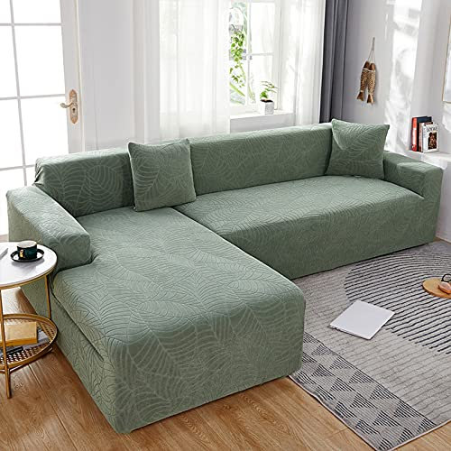DFANCE Elastische Eck Sofabezug,l-förmige Sofaüberwurf,Antirutsch sofafix Sofabezug,Elastische Komfortabler Stoff,Geeignet Für 1/2/3/4 Sitzsofa Und Ecksofa,waschbar,A,2 seat (145~185cm)