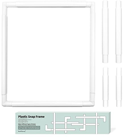 HAND U JOURNEY 3-in-1 Universal-Clip-Rahmen-Set, quadratisch, rechteckig, Kunststoff, für Stickerei, Quilten, Kreuzstich, Stanznadel, Seidenmalerei, 43,2 x 27,9 cm, Weiß (Q-F-17 x 11 x 8)
