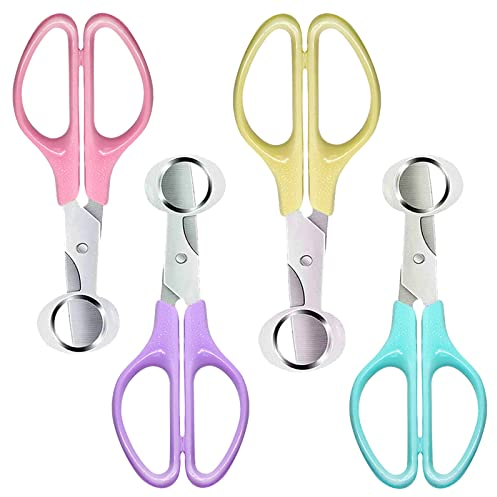 HJYZY 4 colores de acero inoxidable cortador de huevos tijeras de cocina huevo herramienta de corte de huevo de paloma, tijeras de huevo de codorniz, cortadora de huevo
