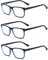 MMOWW 3er-pack Lesebrille Damen und Herren, Anti-blaue Computerbrille mit Federscharnieren（Blau, +2,0